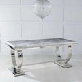 Welby Grey Engineered Marble and Stainless Steel Dining Table 200cm