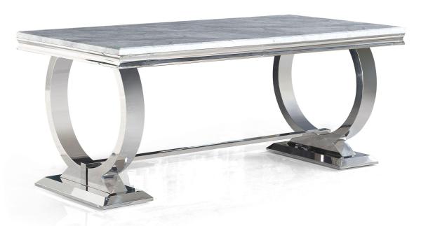 Welby Grey Engineered Marble and Stainless Steel Dining Table 200cm
