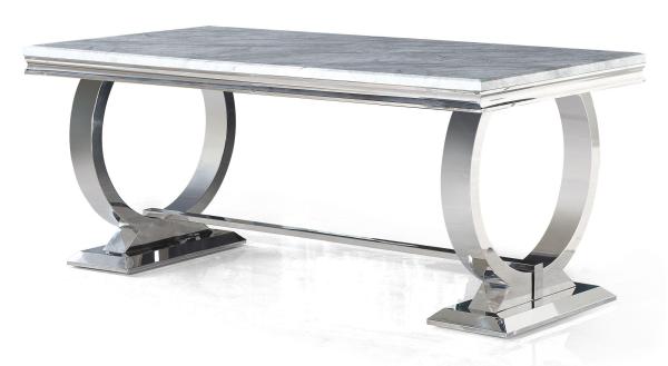 Welby Grey Engineered Marble and Stainless Steel Dining Table 200cm