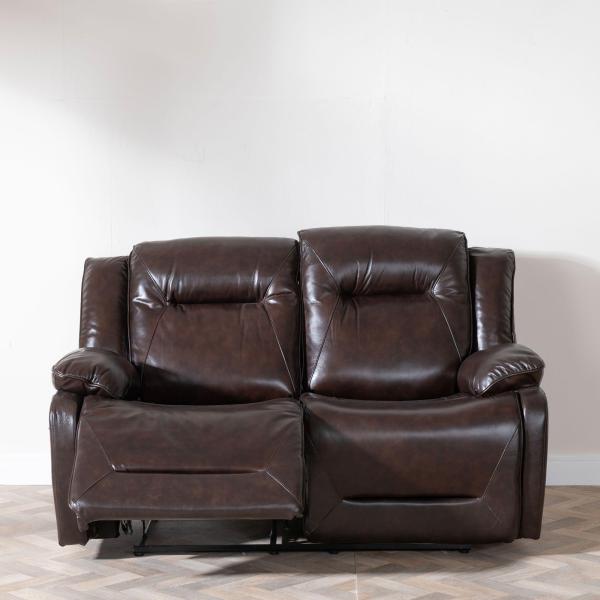 Adell Dark Brown Leather Electric Recliner Sofa