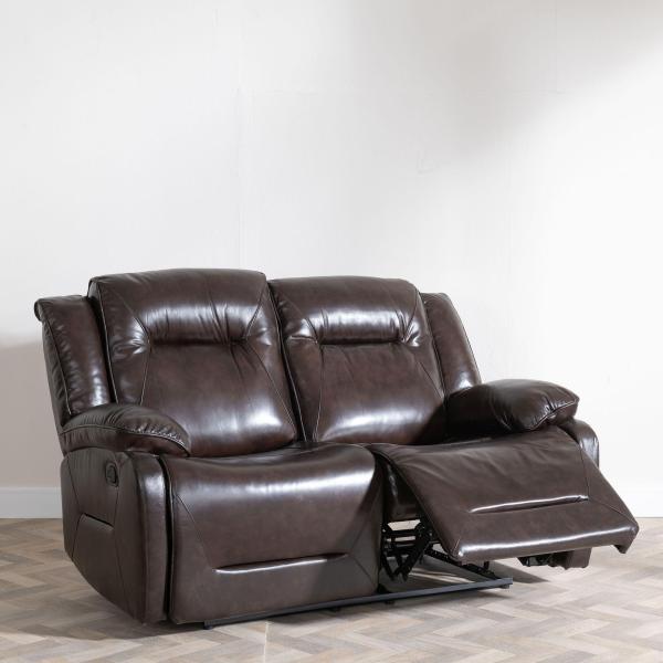 Adell Dark Brown Leather Electric Recliner Sofa
