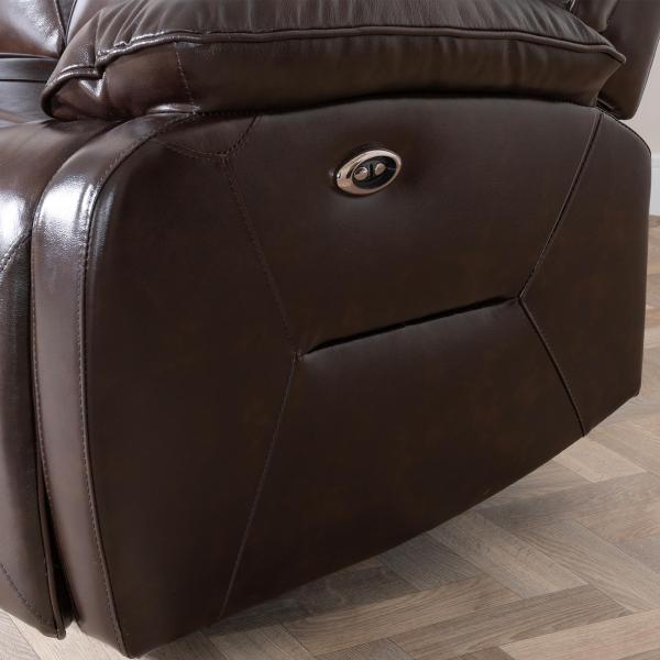 Adell Dark Brown Leather Electric Recliner Sofa