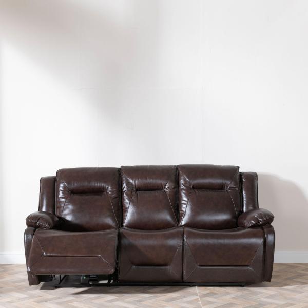 Adell Dark Brown Leather Electric Recliner Sofa