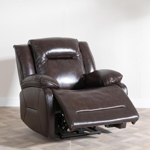 Adell Dark Brown Leather Electric Recliner Sofa
