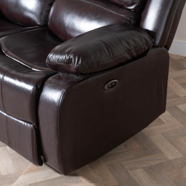 Helena Burgundy Leather Electric Recliner Sofa