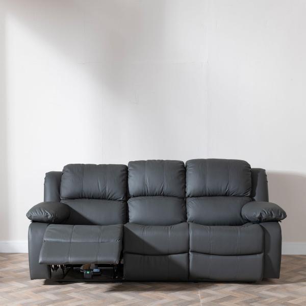 Helena Grey Leather Electric Recliner Sofa