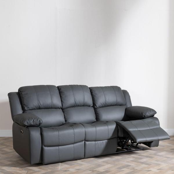 Helena Grey Leather Electric Recliner Sofa