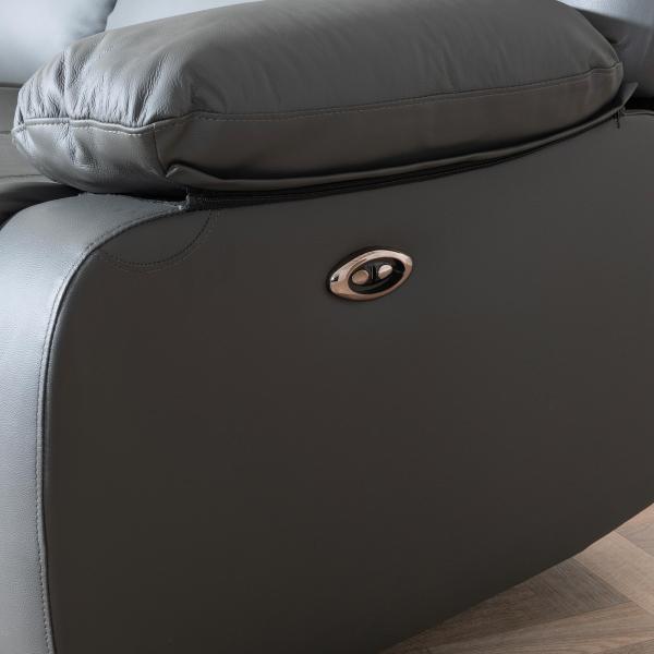 Helena Grey Leather Electric Recliner Sofa
