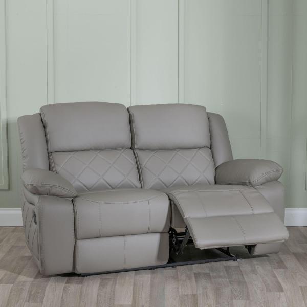 Declo Grey Leather Electric Recliner Sofa