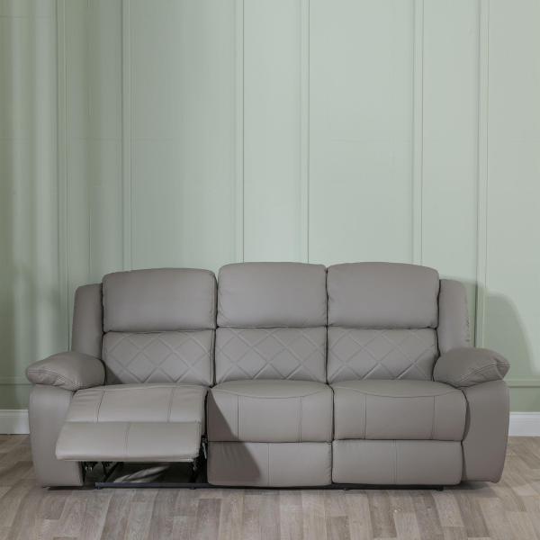 Declo Grey Leather Electric Recliner Sofa