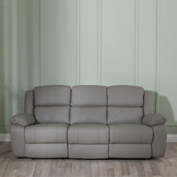 Declo Grey Leather Electric Recliner Sofa