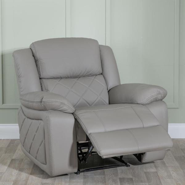 Declo Grey Leather Electric Recliner Sofa