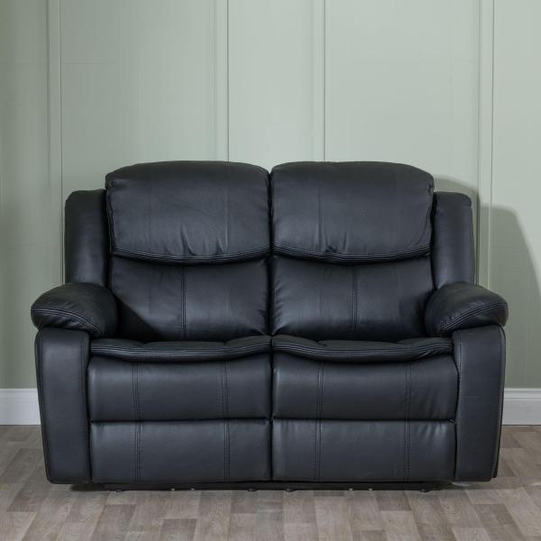 Onyx Black Leather Electric Recliner Sofa