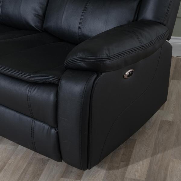 Onyx Black Leather Electric Recliner Sofa