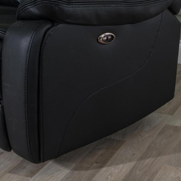 Onyx Black Leather Electric Recliner Sofa