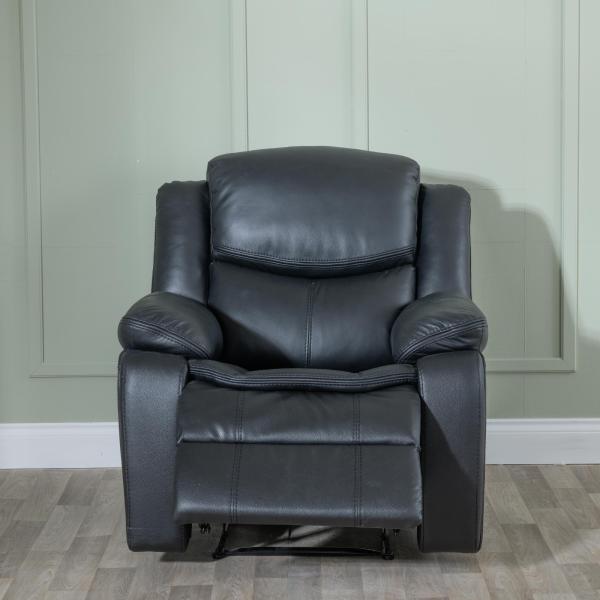 Onyx Black Leather Electric Recliner Sofa