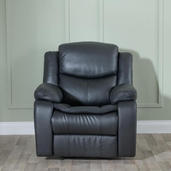 Onyx Black Leather Electric Recliner Sofa
