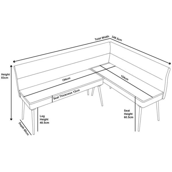 Brume Corner Fabric Dining Bench