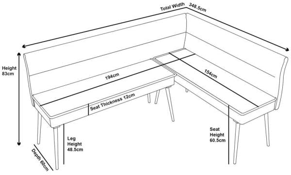 Brume Corner Fabric Dining Bench