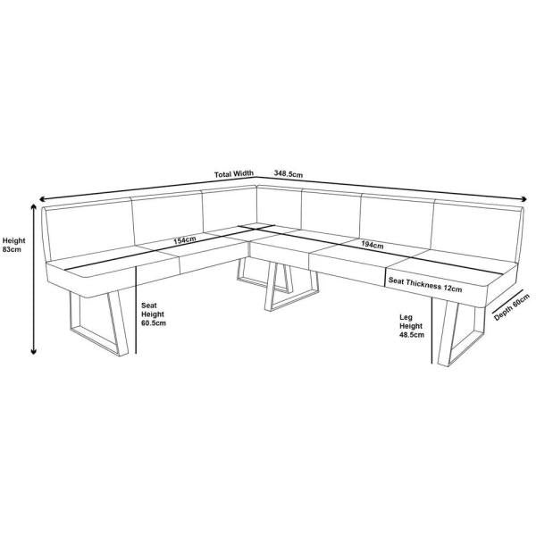 Ardenne Corner Fabric Dining Bench