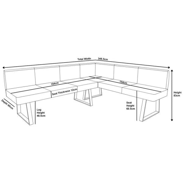 Ardenne Corner Fabric Dining Bench
