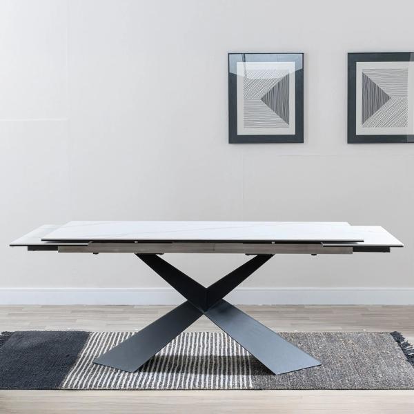 Odesa White Ceramic Extending Dining Table 160cm-240cm