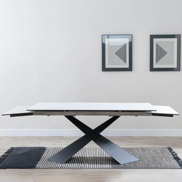 Odesa White Ceramic Extending Dining Table 160cm-240cm