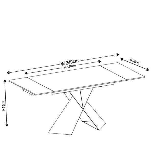 Odesa White Ceramic Extending Dining Table 160cm-240cm