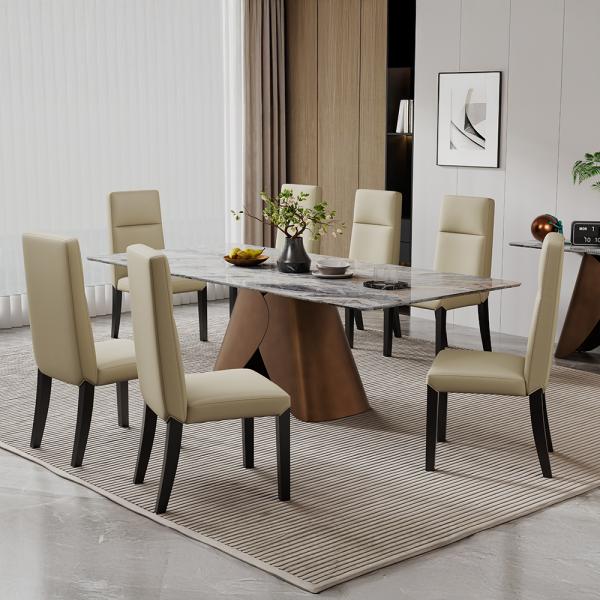 Athena White Engineered Marble Dining Table 180cm