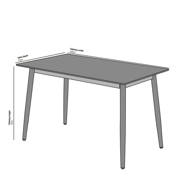 Celesto Compact Grey Ceramic Dining Table 120cm