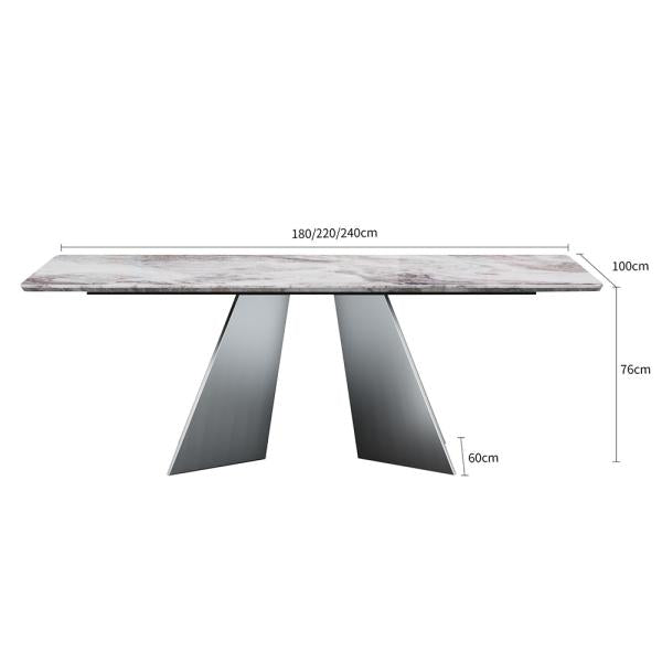 Daytona White Engineered Marble Dining Table 180cm