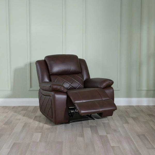 Declo Brown Leather Manual Recliner Sofa