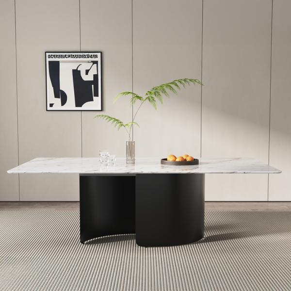 Eclipse White Engineered Marble Dining Table 240cm