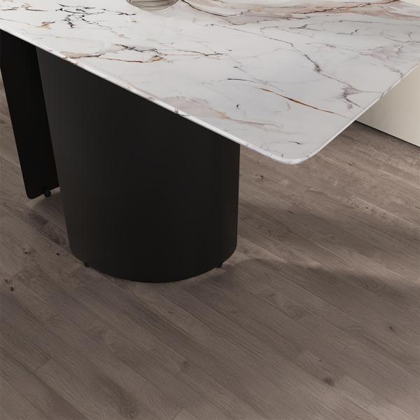 Eclipse White Black Engineered Marble Console Table