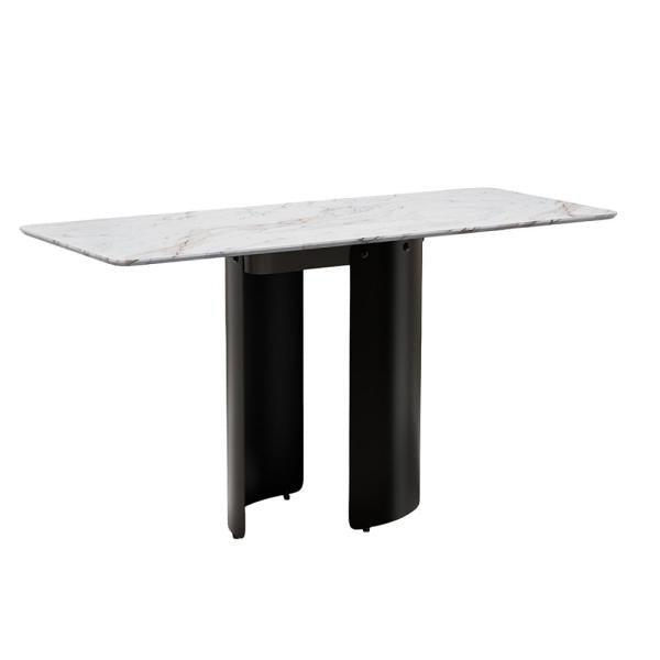 Eclipse White Black Engineered Marble Console Table