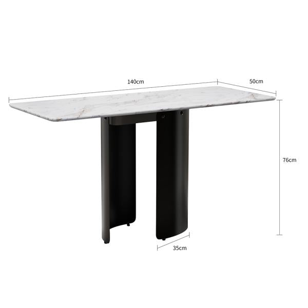Eclipse White Black Engineered Marble Console Table