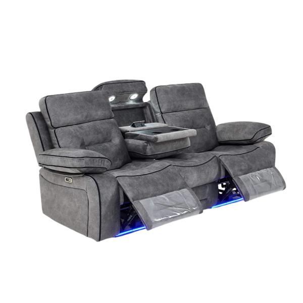 Luminova Dark Grey Fabric Electric Recliner Sofa
