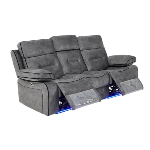 Luminova Dark Grey Fabric Electric Recliner Sofa