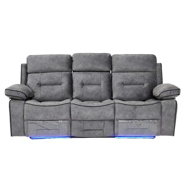 Luminova Dark Grey Fabric Electric Recliner Sofa