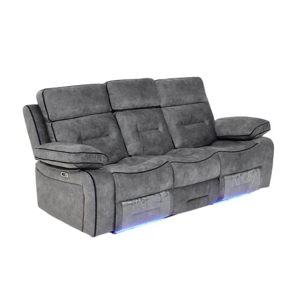 Luminova Dark Grey Fabric Electric Recliner Sofa