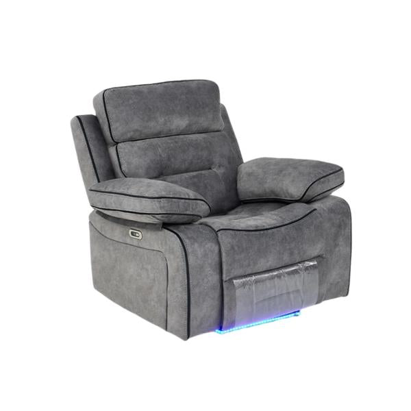 Luminova Dark Grey Fabric Electric Recliner Sofa