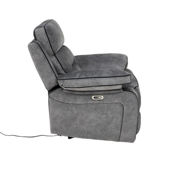 Luminova Dark Grey Fabric Electric Recliner Sofa
