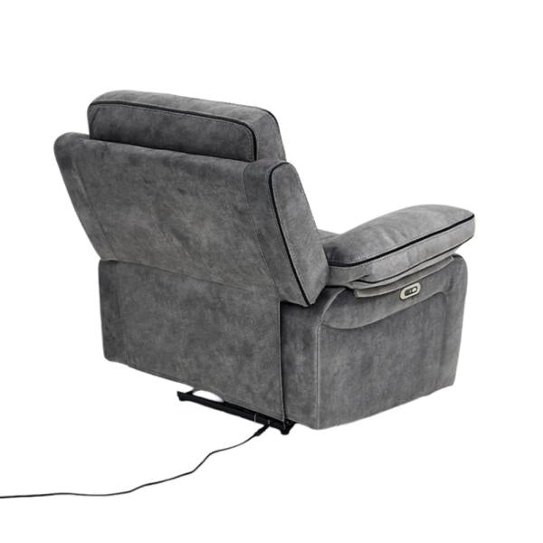 Luminova Dark Grey Fabric Electric Recliner Sofa