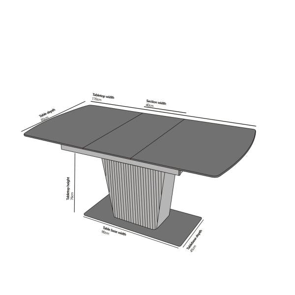 Valtaro White Ceramic Extending Dining Table 130cm-170cm