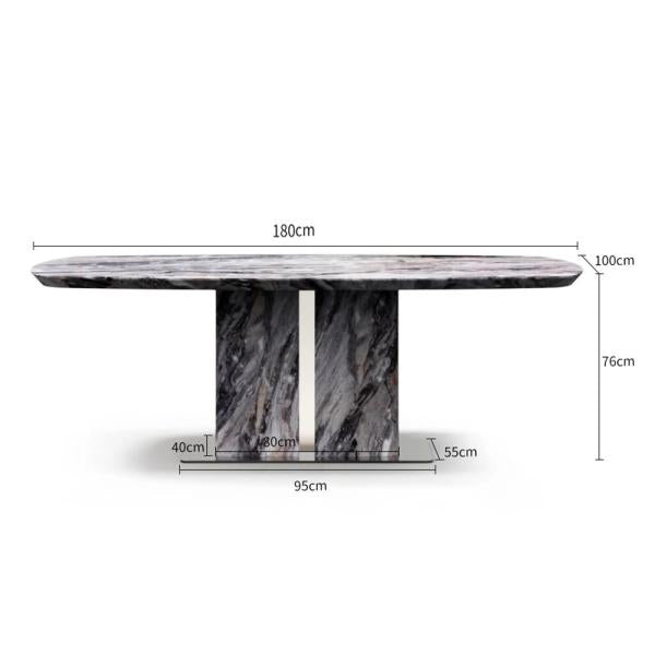 Ravello Grey Engineered Marble Dining Table 180cm