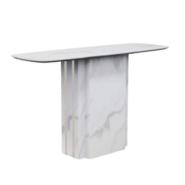 Valente White Engineered Marble Console Table