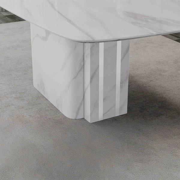 Valente White Engineered Marble Dining Table 180cm