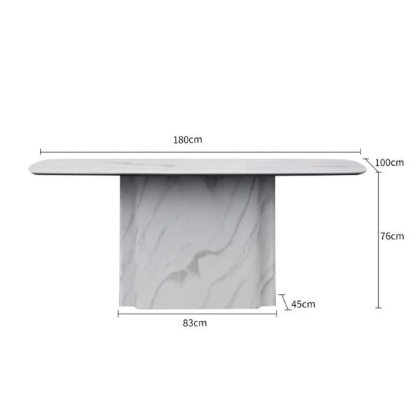 Valente White Engineered Marble Dining Table 180cm