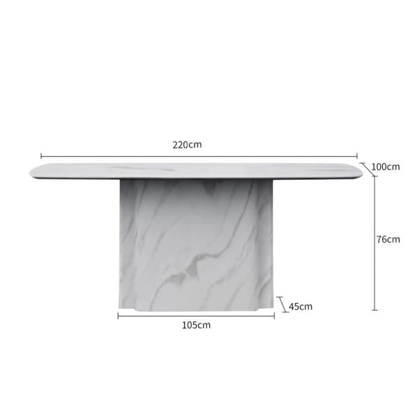 Valente White Engineered Marble Dining Table 220cm