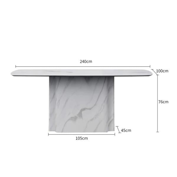 Valente White Engineered Marble Dining Table 240cm